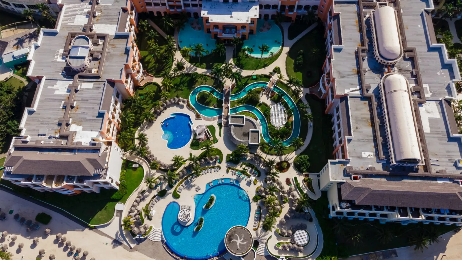 Stunning aerial view of a luxury beach resort in Lucea, Hanover Parish, Jamaica.