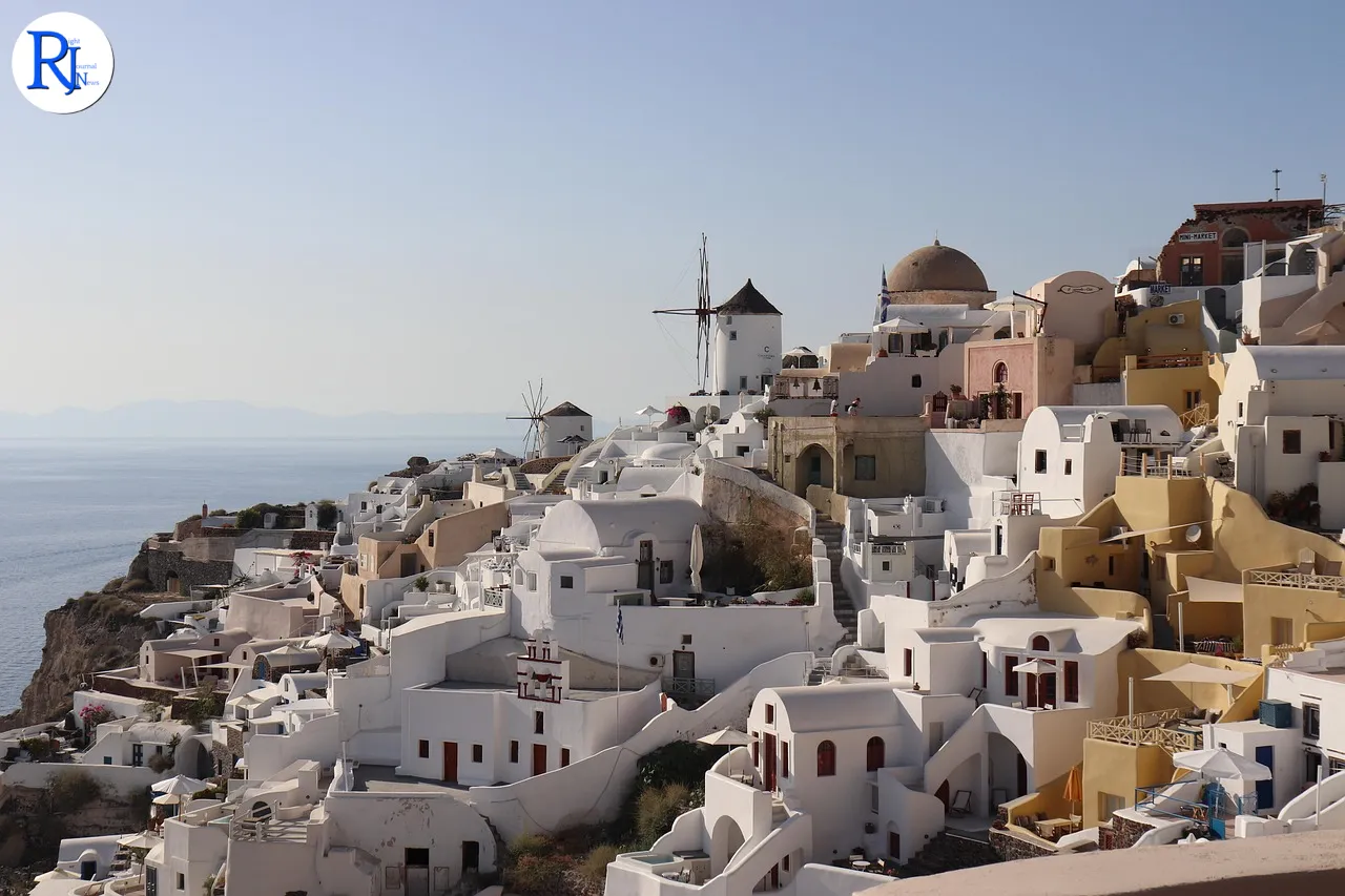 town, cyclades, greece, santorini, mill, island, mediterranean, landscape
